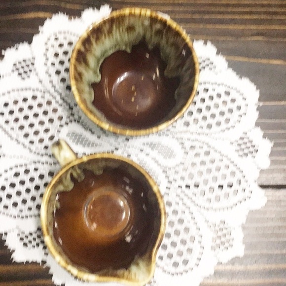 VINTAGE McCoy drip glaze sugar bowl and creamier - Picture 3 of 8